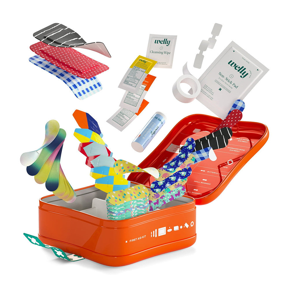 Welly First Aid Kit Assorted Bandages and Ointments, 130 Ea