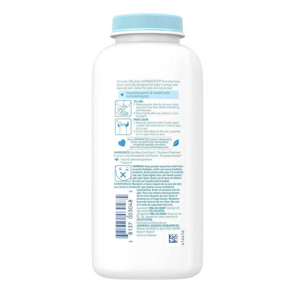 Johnson And Johnson Baby Powder Pure Cornstarch with Aloe & Vitamin E, 9 Oz