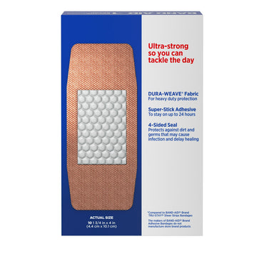 Band-Aid Bandages Tough Strips, Extra Large - 10 Ea
