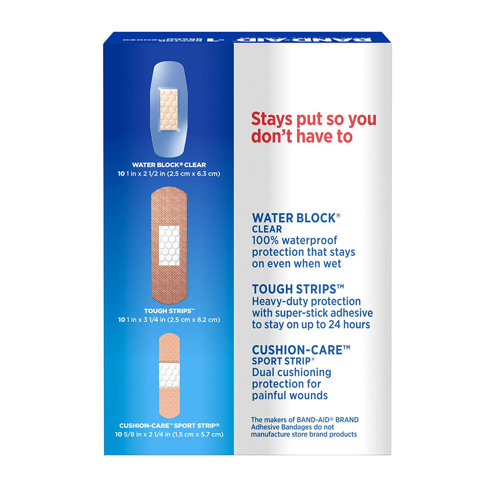 Band Aid Tough And Sport Strip Adhesive Bandages, Variety Pack, 30 Ea