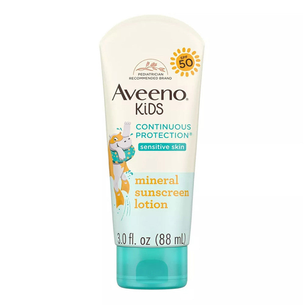 Aveeno Kids Continuous Protection Zinc Oxide Mineral Sunscreen Lotion Spf 50, 3 Oz