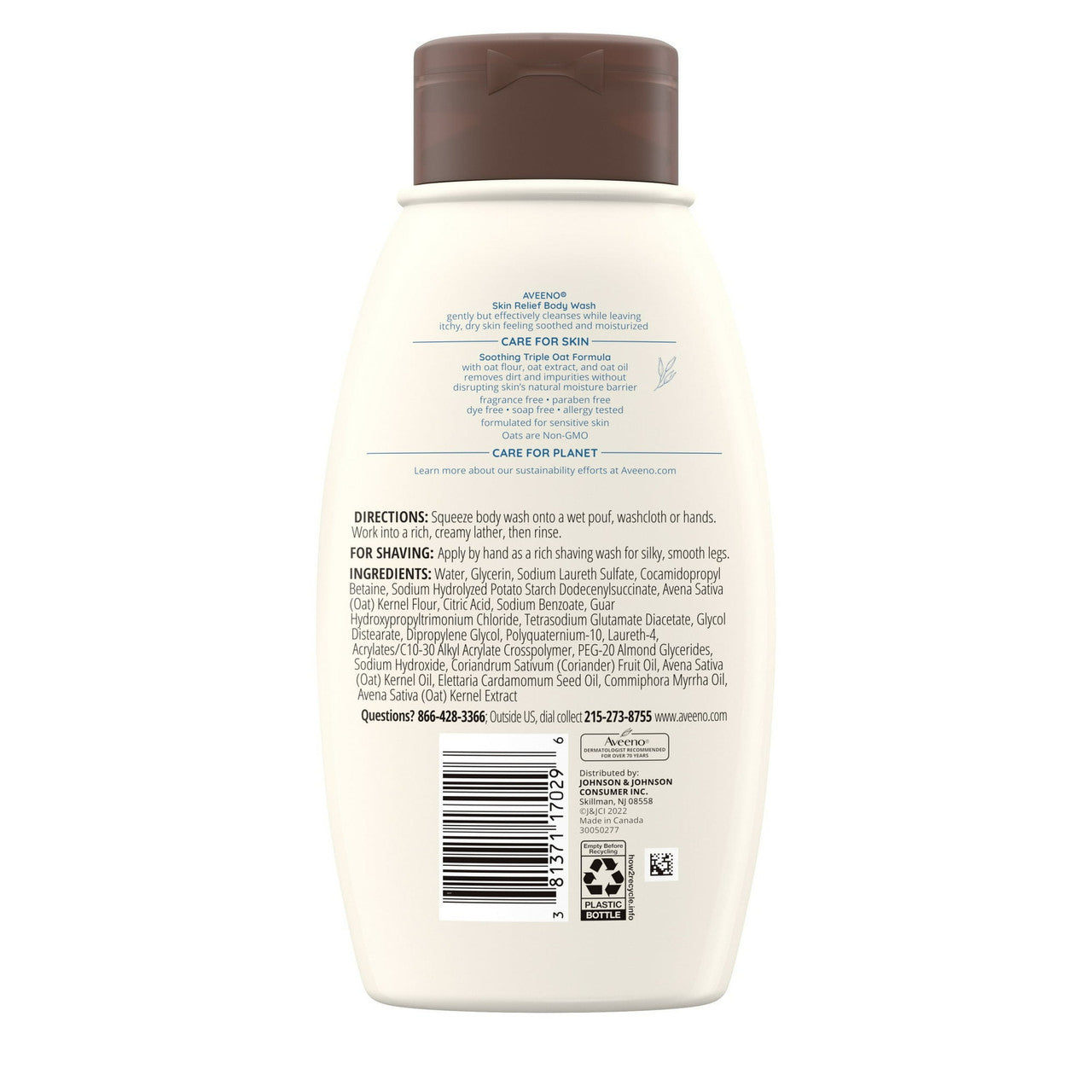 Aveeno Active Naturals Skin Relief Body Wash with Soothing Oatmeal, Fragrance Free - 12 Oz