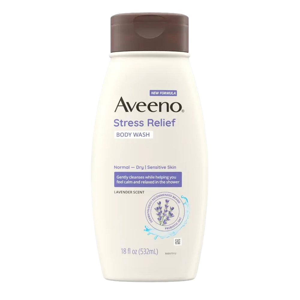 Aveeno Stress Relief Body Wash Lavender Scent for Calming Relaxing and Moisturizing Dry Skin 18Oz (532ml)