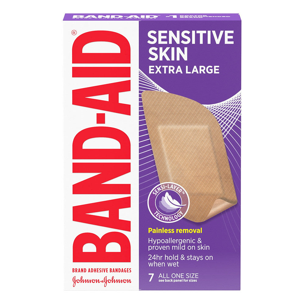 Band Aid Brand Adhesive Bandage for Sensitive Skin, Extra Large, 7 Ea