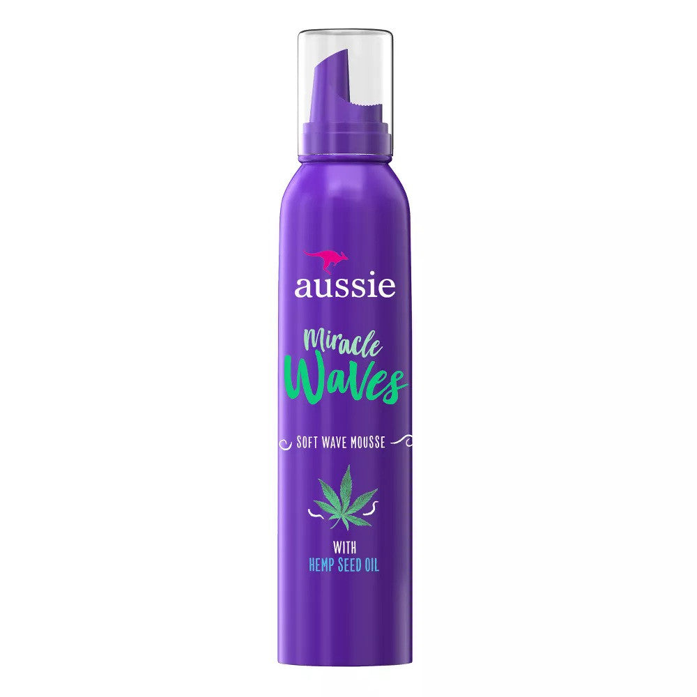 Aussie Miracle Waves Soft Foam Hair Mousse With Hemp Seed Oil, 6 Oz