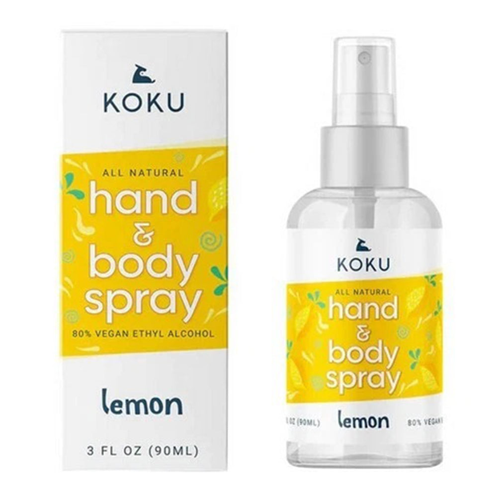 Koku All Natural Hand and Body Spray Lemon for Refreshing and Hydrating Skin 3Oz (90ml)