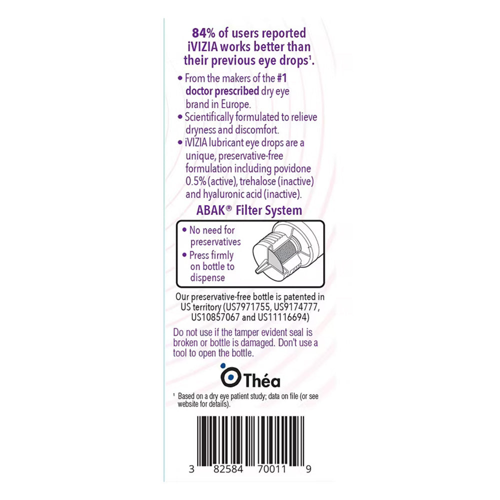 Ivizia Sterile Lubricant Preservative-Free Eye Drops for Dry Eyes, 10 ml
