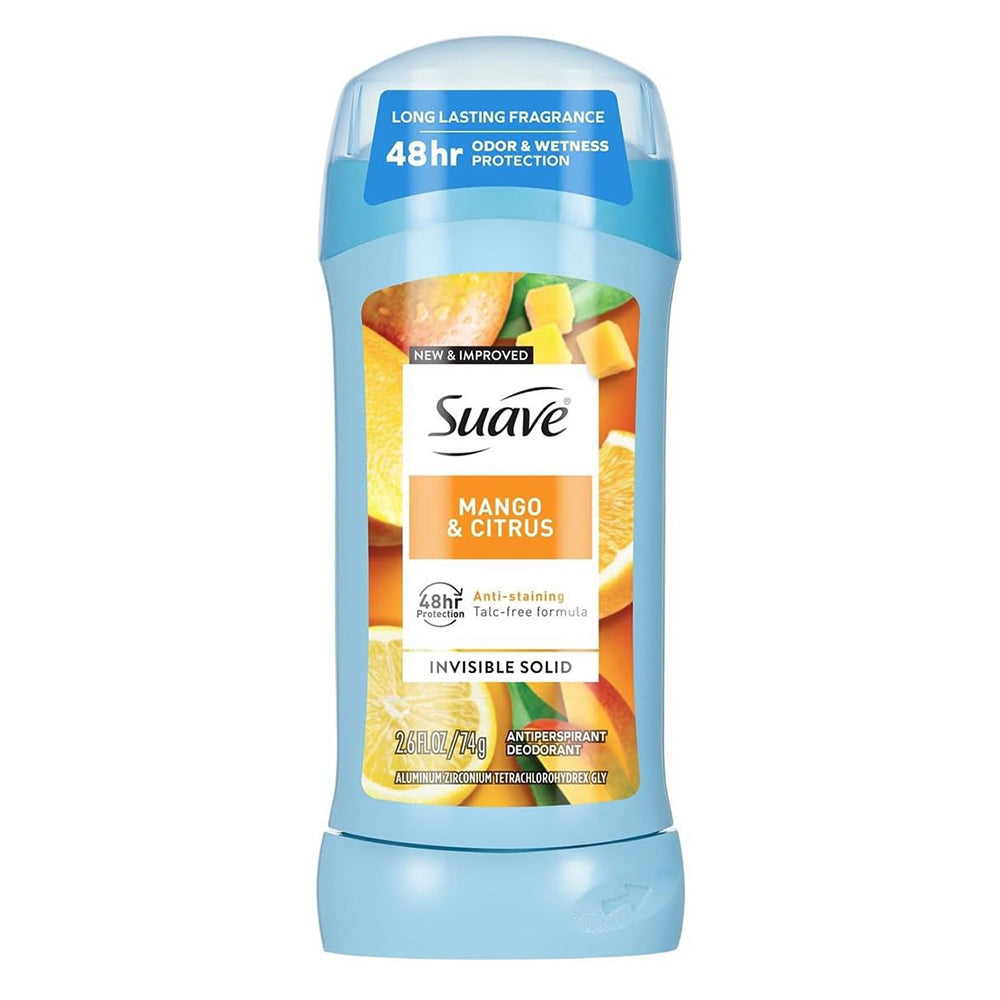 Suave Mango and Citrus Invisible Solid Antiperspirant Deodorant Long Lasting Freshness 2.6Oz (74g)