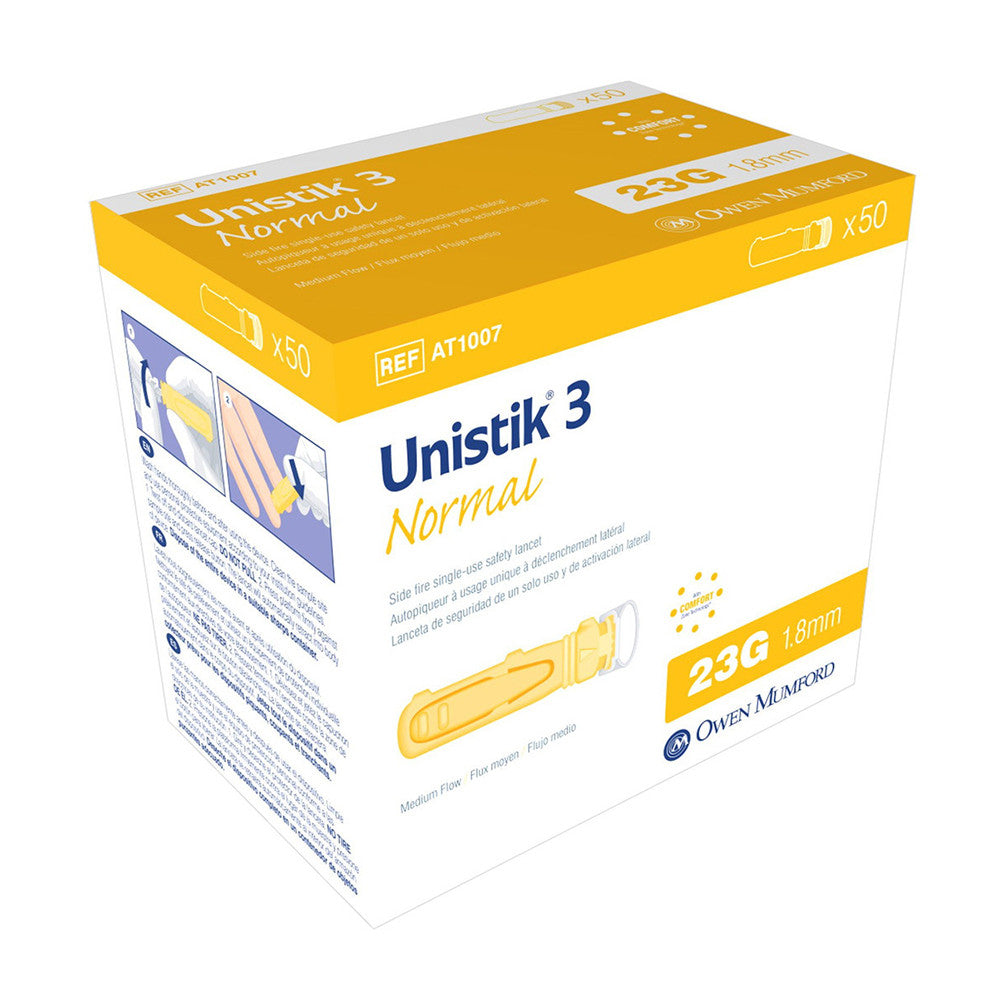 Unistik 3 Normal Safety Lancet 1.8 mm 23 G, 50 Ea