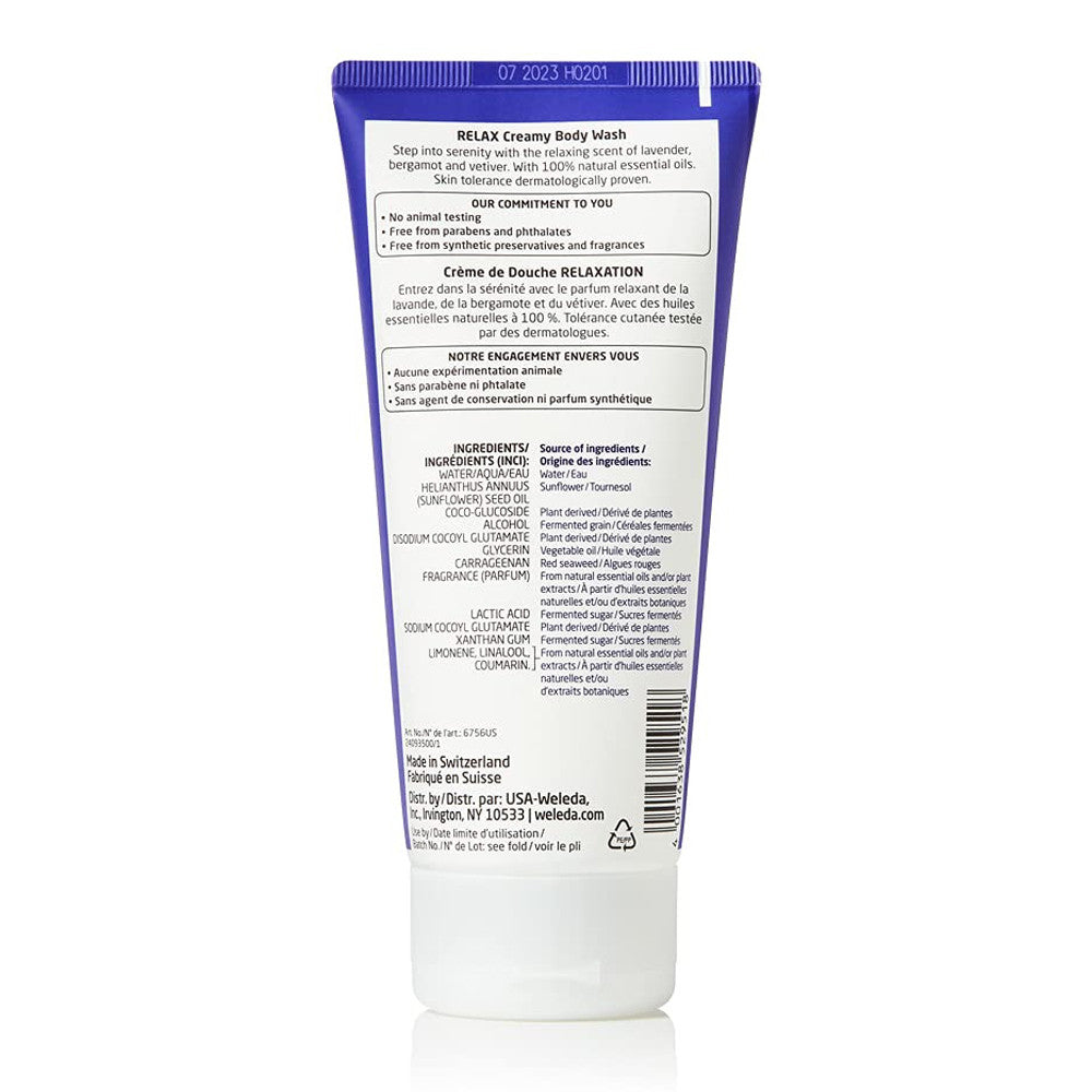 Weleda Aroma Essentials Relax Creamy Body Wash, Lavender, 6.8 Oz