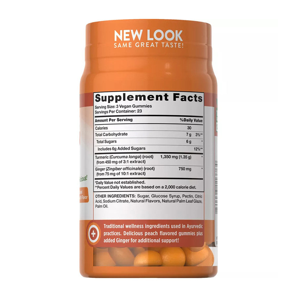 Natures Truth Vegan Turmeric Curcumin Gummies, Ginger And Peach Flavor, 70 Ea