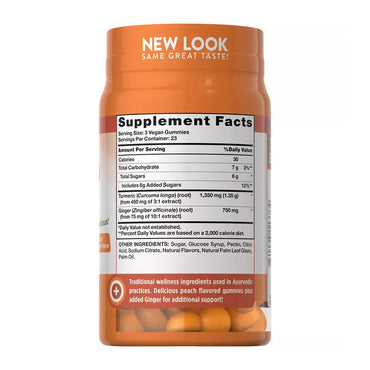 Natures Truth Vegan Turmeric Curcumin Gummies, Ginger And Peach Flavor, 70 Ea