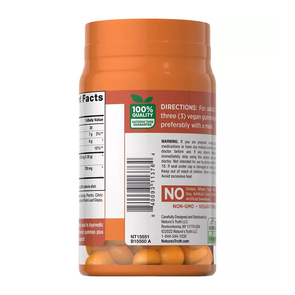 Natures Truth Vegan Turmeric Curcumin Gummies, Ginger And Peach Flavor, 70 Ea