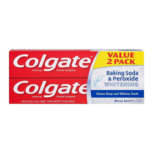 Colgate Value Pack Baking Soda and Peroxide Whitening Bubbles Fluoride Toothpaste, 6 Oz, 2 Pack