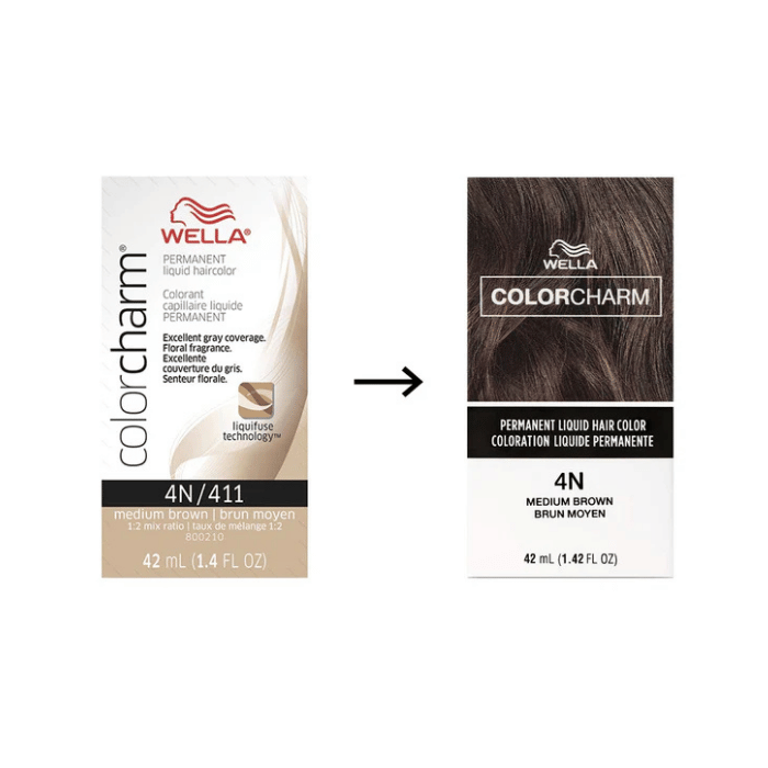 Wella Color Charm Permanent Liquid Hair Color 4N by 411 Medium Brown, 1.4 Oz