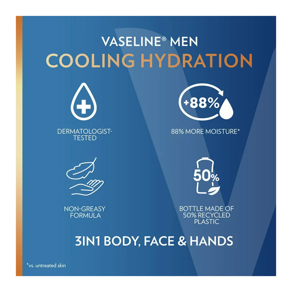 Vaseline Men Cooling Hydration 3-in-1 for Dry Skin, 20.3 Oz