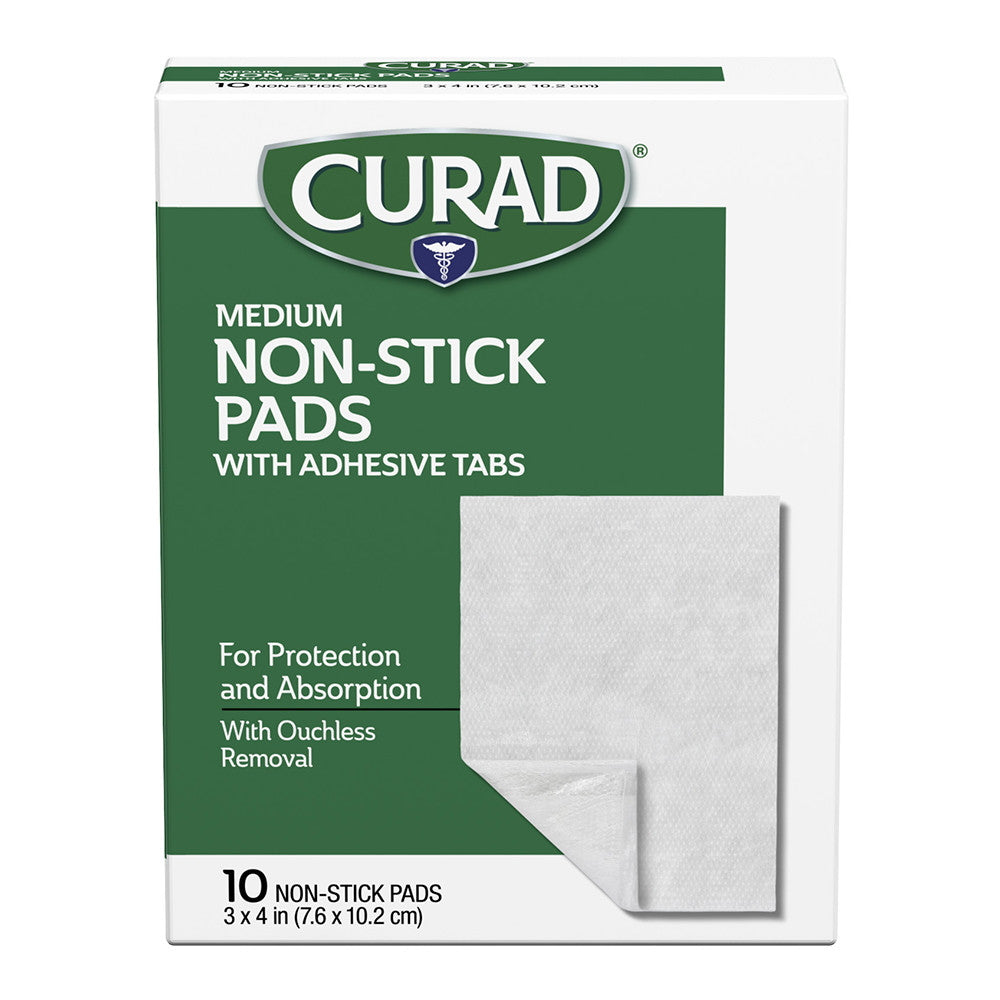 Curad Non-Stick Pads With Adhesive, Ouchless Of Size: 3X4 Inch, 10 Ea