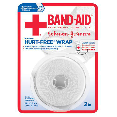 Johnson And Johnson Band Aid Hurt Free Wrap, Medium 2 Inch X 2.3 Yards - 1 Ea