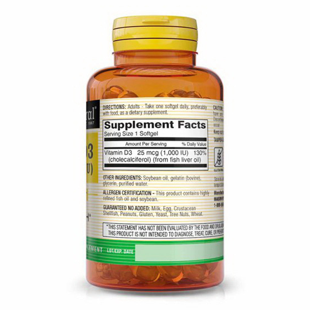 Mason Natural Vitamin D 1000 Iu Softgels - 60 Ea