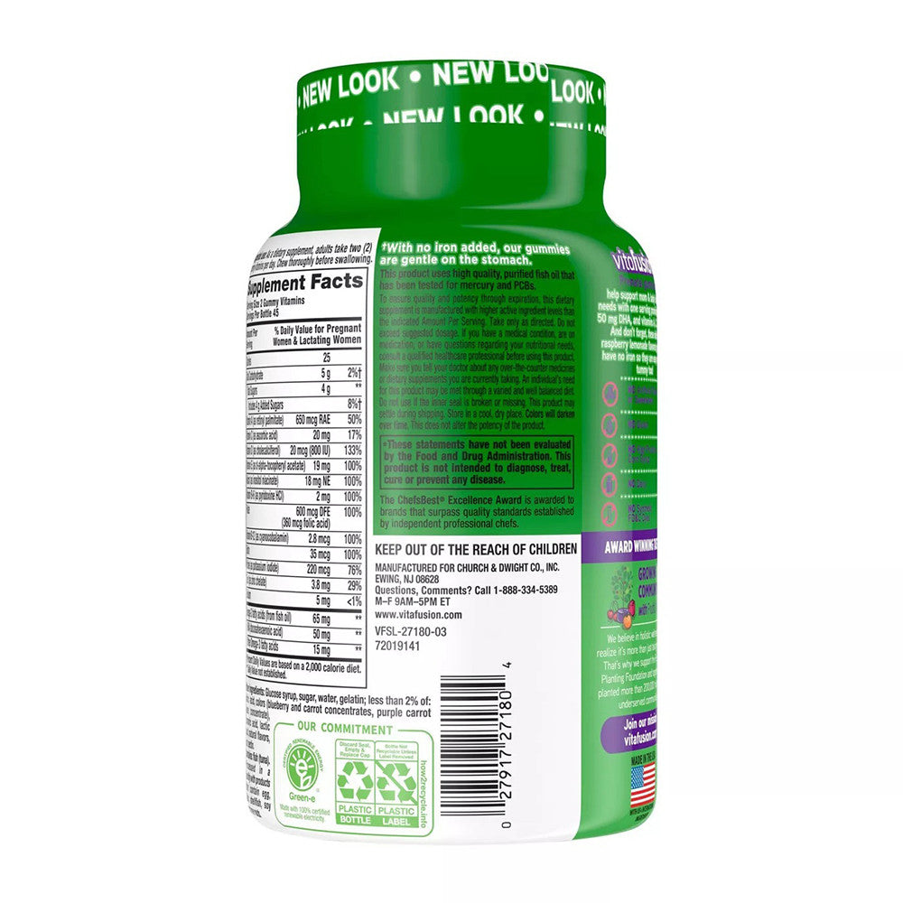 Vitafusion Prenatal Dha And Folic Acid Gummy Vitamins, Berry Leamon And Cherry, 90 Ea