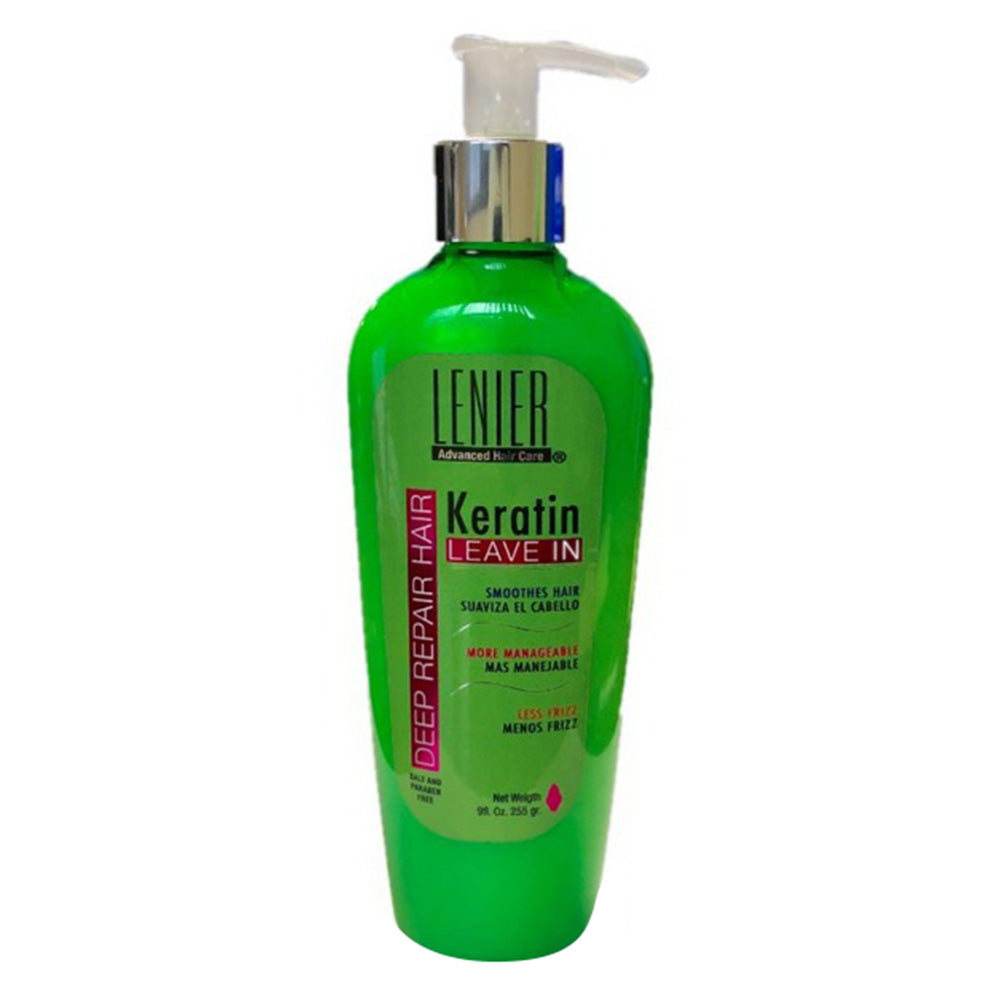 Lenier Keratin Leave In Hair Treatment Strengthens Smooths and Reduces Frizz 9Oz (255g)