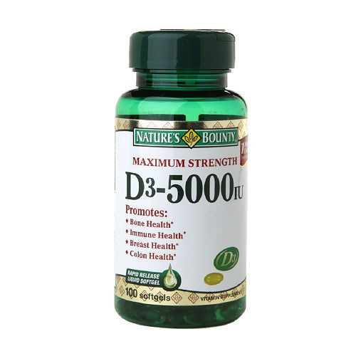 Natures Bounty Maximum Strength Vitamin D - 5000 Iu Softgels - 100 Ea