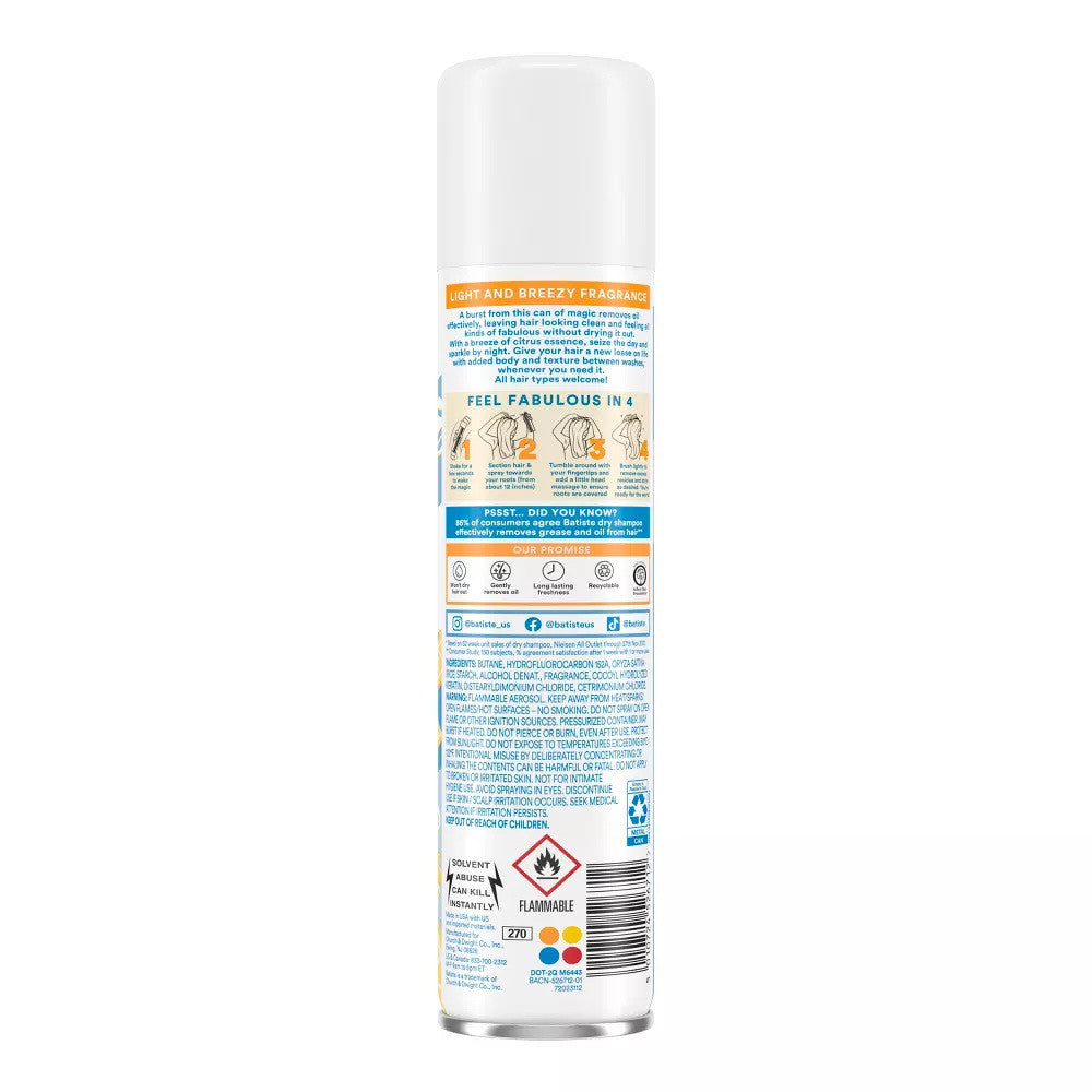 Batiste Dry Shampoo Fresh Breezy Citrus, 3.81 Oz