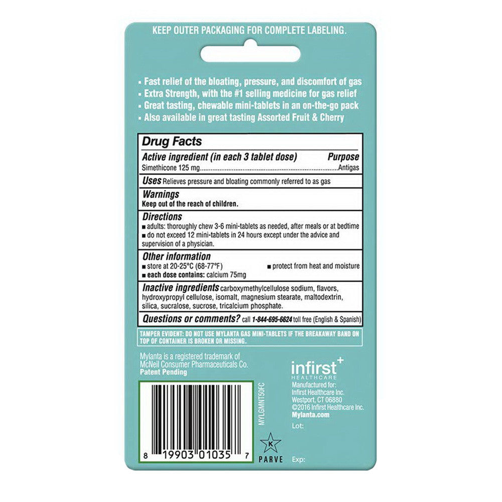 Mylanta Gas Minis Arctic Mint Chewable Tablets, 50 Ea