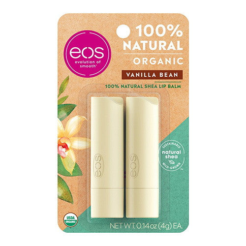 Eos 100% Natural and Organic Lip Balm Stick, Vanilla Bean, 2 Ea