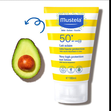 Mustela Very High Protection SPF 50 Baby Sun Lotion, 3.38 Oz