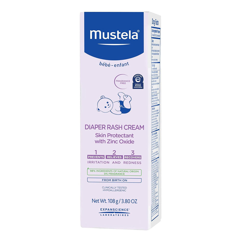 Mustela Baby Diaper Rash Cream with Zinc Oxide Skin Protectant Fragrance Free 3.80Oz (108g)