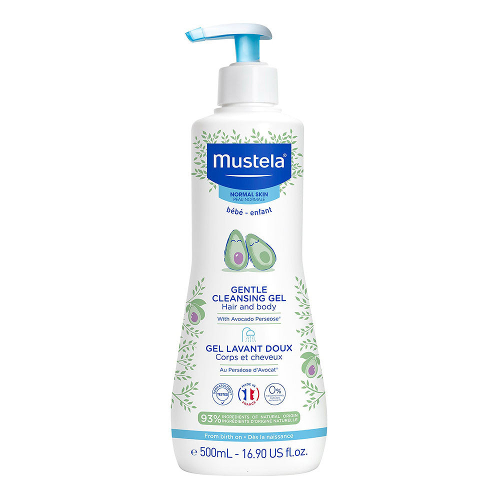 Mustela Gentle Cleansing Gel for Baby Hair and Body with Avocado, 16.9 Oz