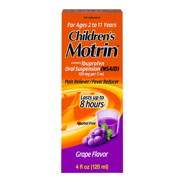 Motrin Children's Oral Suspension, Pain Relief, Ibuprofen, Grape Flavored, 4 Oz