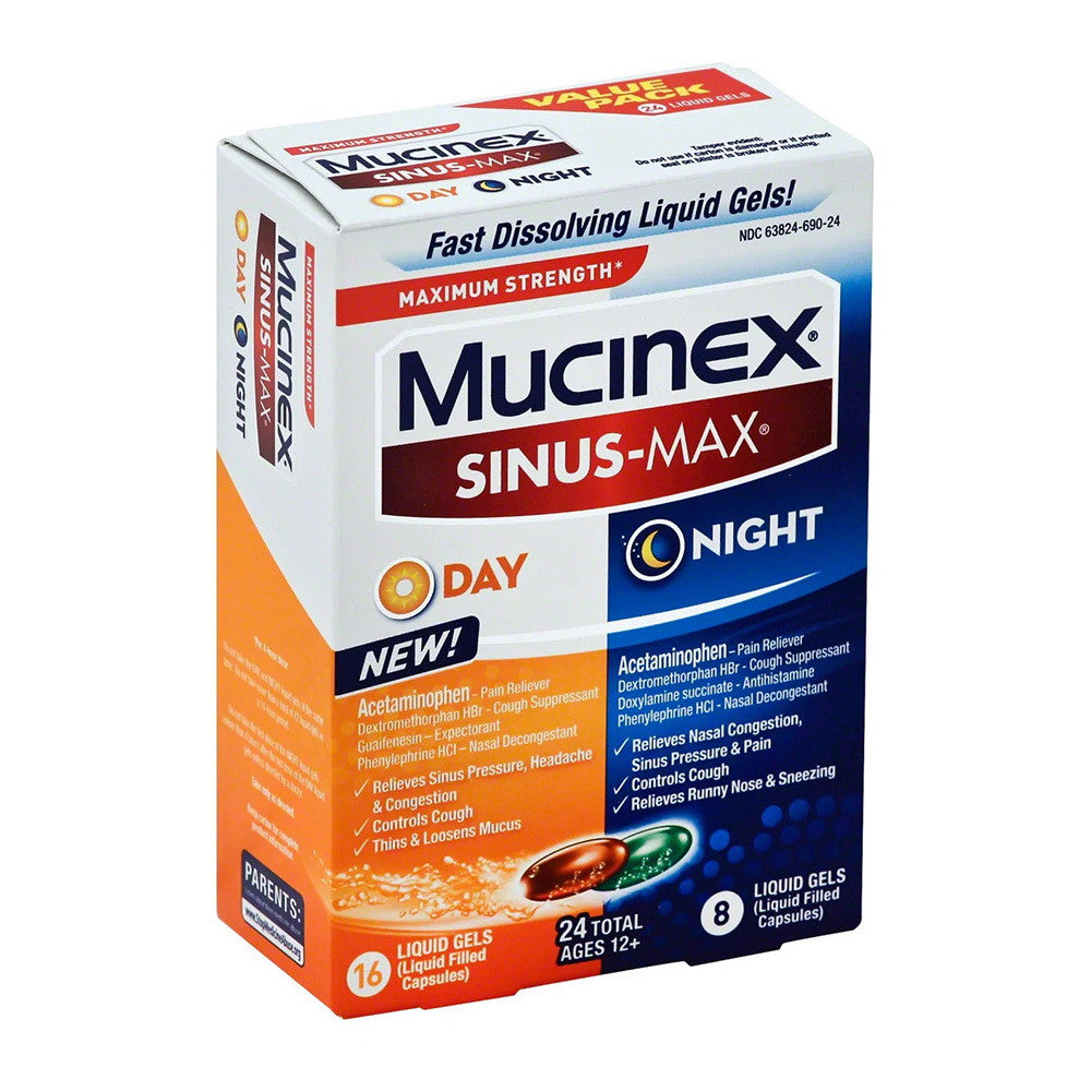 Mucinex Sinus-Max Maximum Strength Day and Night Liquid Gels, 24 Ea