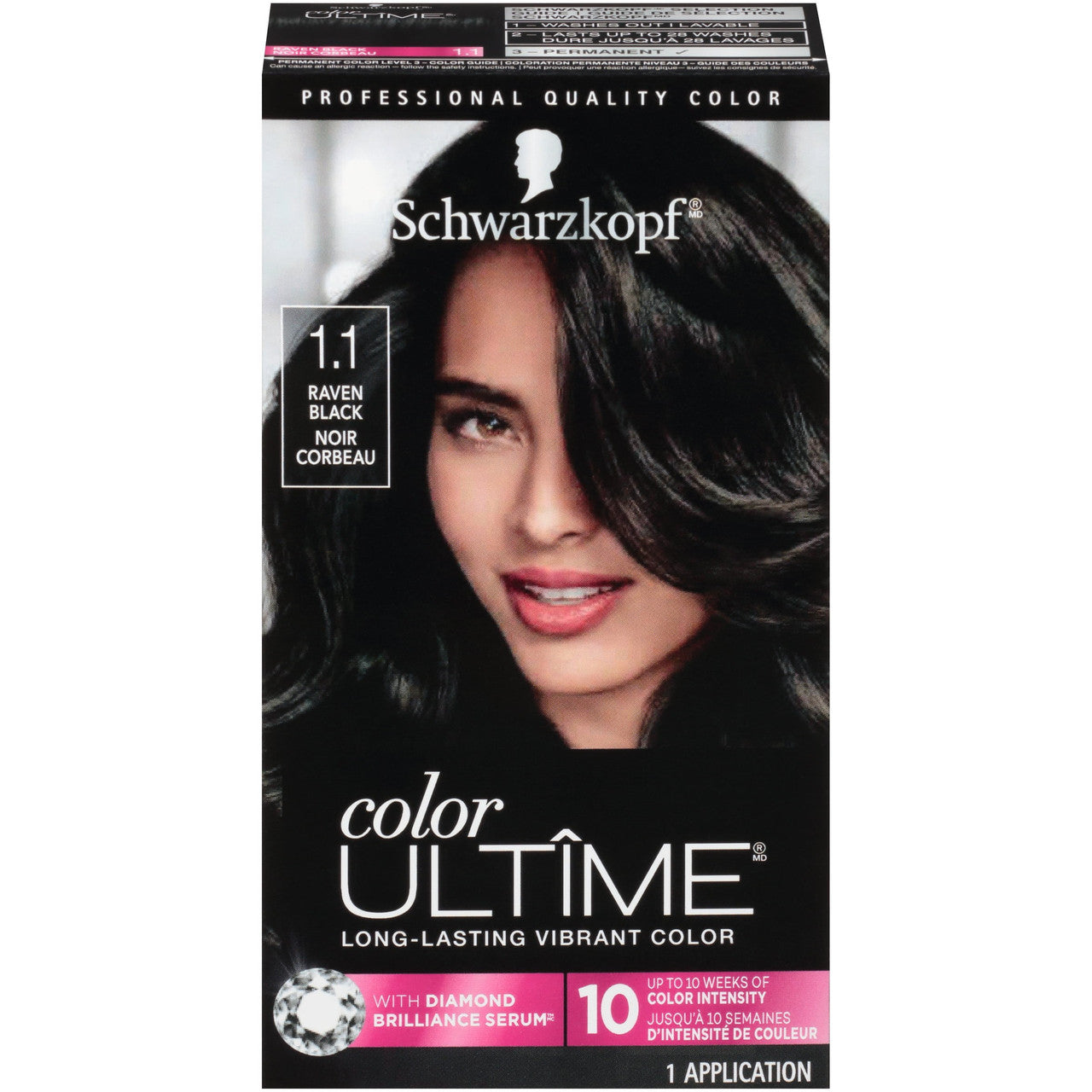 Schwarzkopf Ultime Permanent Hair Color Cream, 1.1 Raven Black, 1 Ea