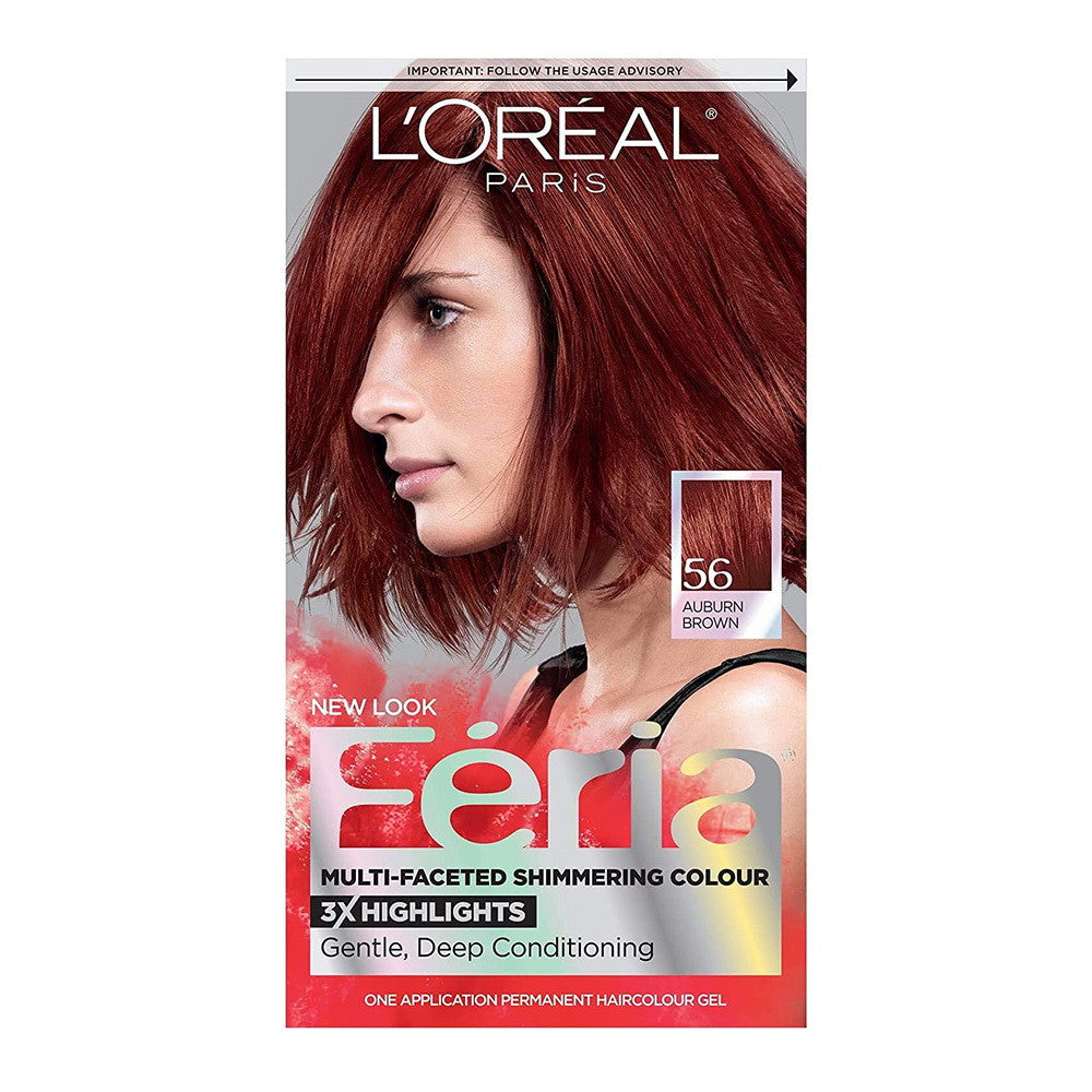 Loreal Feria Multi Faceted Shimmering Haircolor, 56 Brilliant Bordeaux, Auburn Brown - 1 Ea