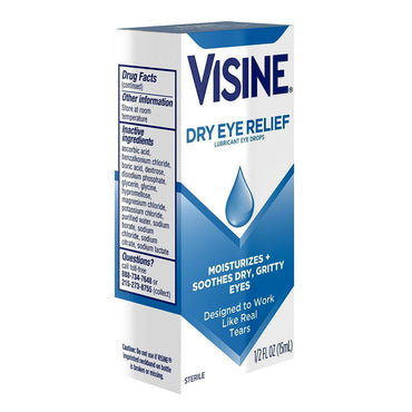Visine Dry Eye Relief Lubricating Eye Drops, 0.5 Oz