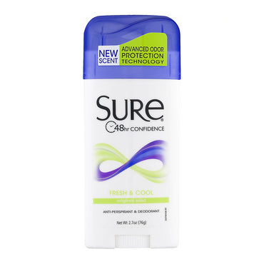 Sure Anti-Perspirant And Deodorant Invisible Solid Fresh And Cool - 2.6 Oz