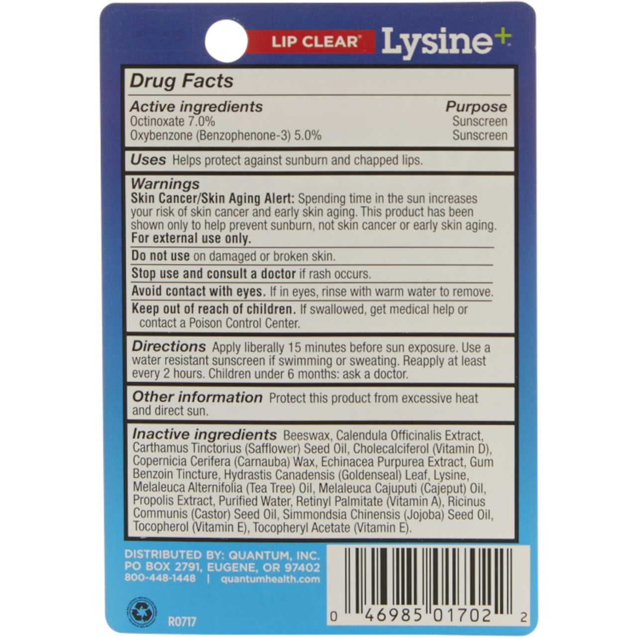 Lysine Plus Lip Clear Coldstick For Cold Sore Treatment, 0.5 Oz