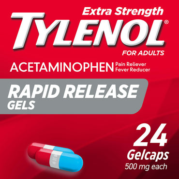 Tylenol Extra Strength Rapid Release Gelcaps For Adults, 24 Ea