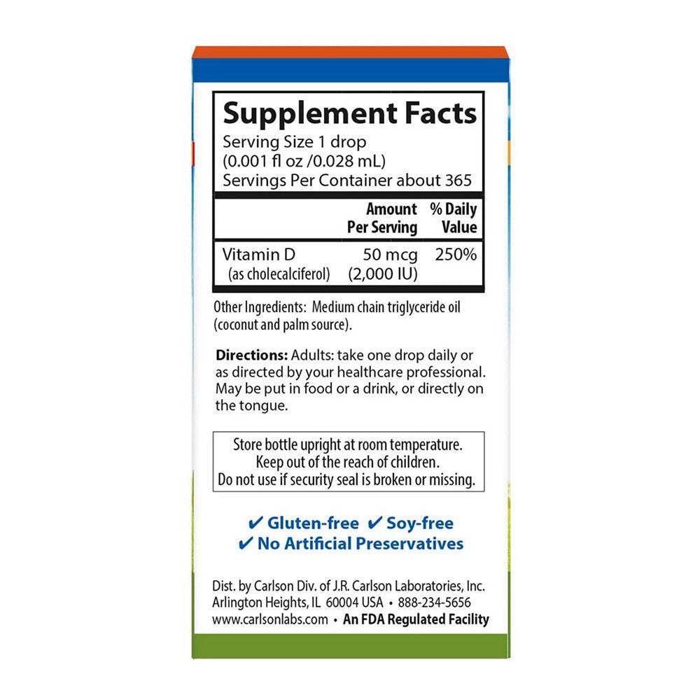 Carlson Super Daily D3 2000 IU Drops, 0.38 Oz