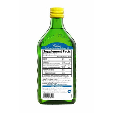 Carlson Wild Norwegian Cod Liver Oil 1100 mg Omega-3s with Lemon, 16.8 Oz