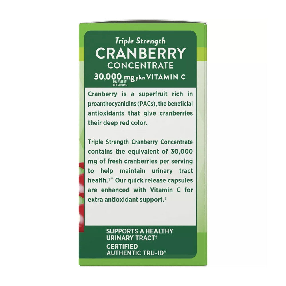 Natures Truth Cranberry Concentrate 30, 000 mg Plus Vitamin C Capsules, 90 Ea