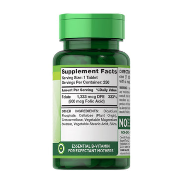 Natures Truth Folic Acid 800 Mcg Vitamin Supplement Tablets, 250 Ea