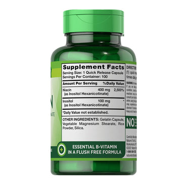 Natures Truth Flush Free Niacin Inositol Hexanicotinate 500 Mg, 100 Ea