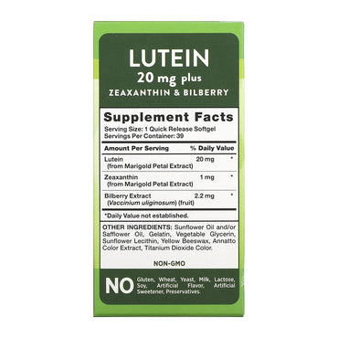 Natures Truth Lutein and Zeaxanthin with Bilberry 20 mg, 39 Ea