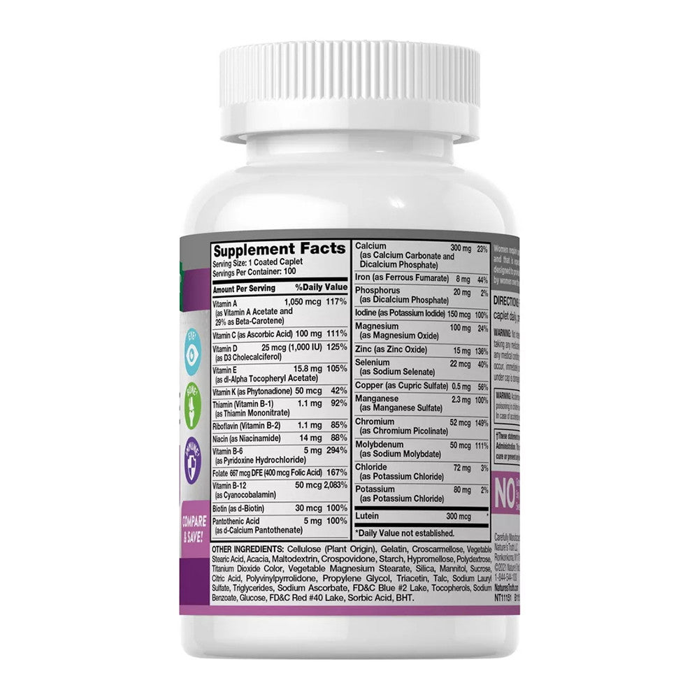Natures Truth Adult Womens Multivitamin, Senior 50 Plus Caplets, 100 Ea
