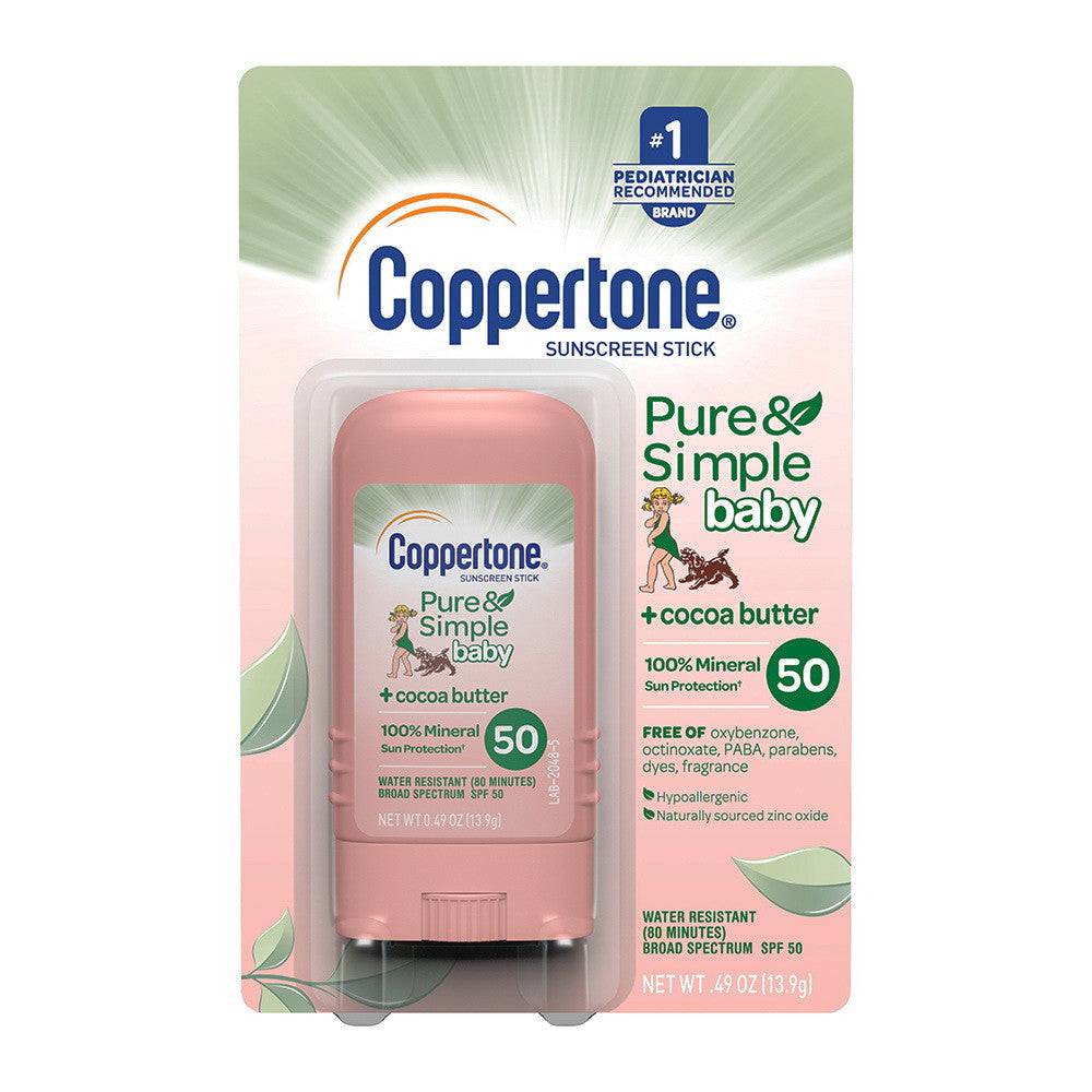 Coppertone Waterbabies Pure And Simple Sunscreen Stick SPF 50, 0.49 Oz