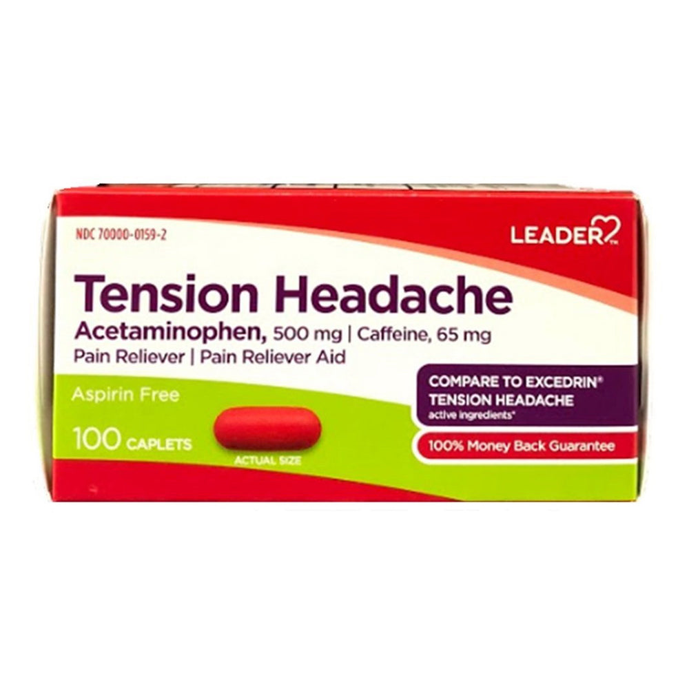 Leader Tension Headache Acetaminophen 500 mg Caplets, 100 Ea