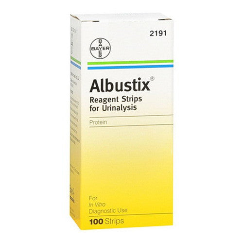 Albustix Reagent Strips For Urinalysis, Tests For Protein, 100 Ea